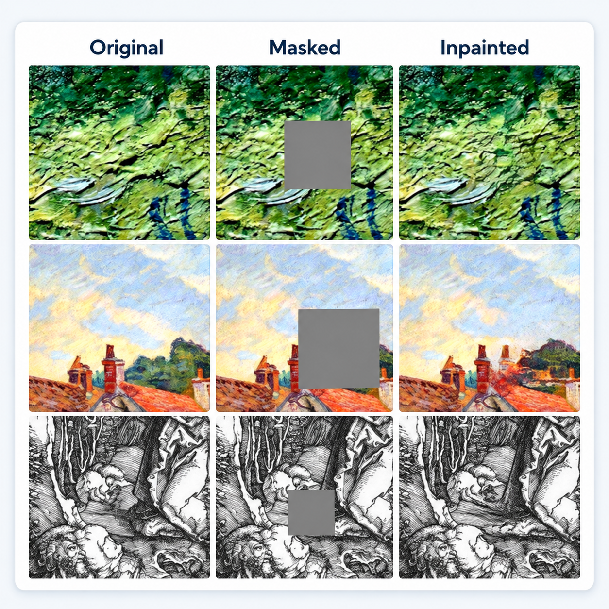 Generated artwork samples from the inpainting GAN